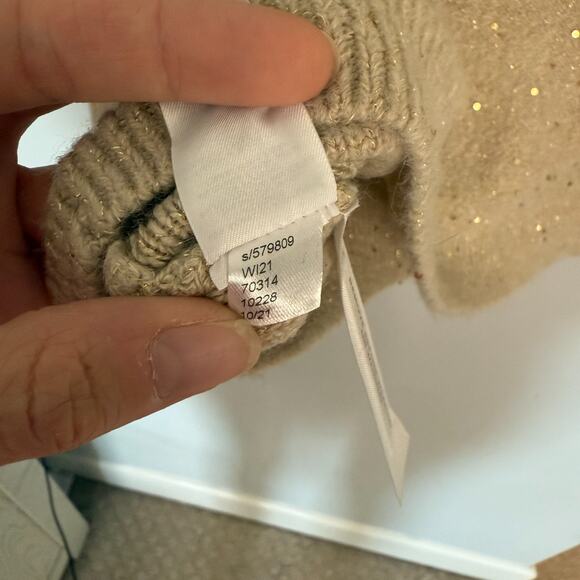 Loft Womens Gold Sequin Sweater Size Large V-Neck Holiday Party Sparkle Stretch - Picture 6 of 6